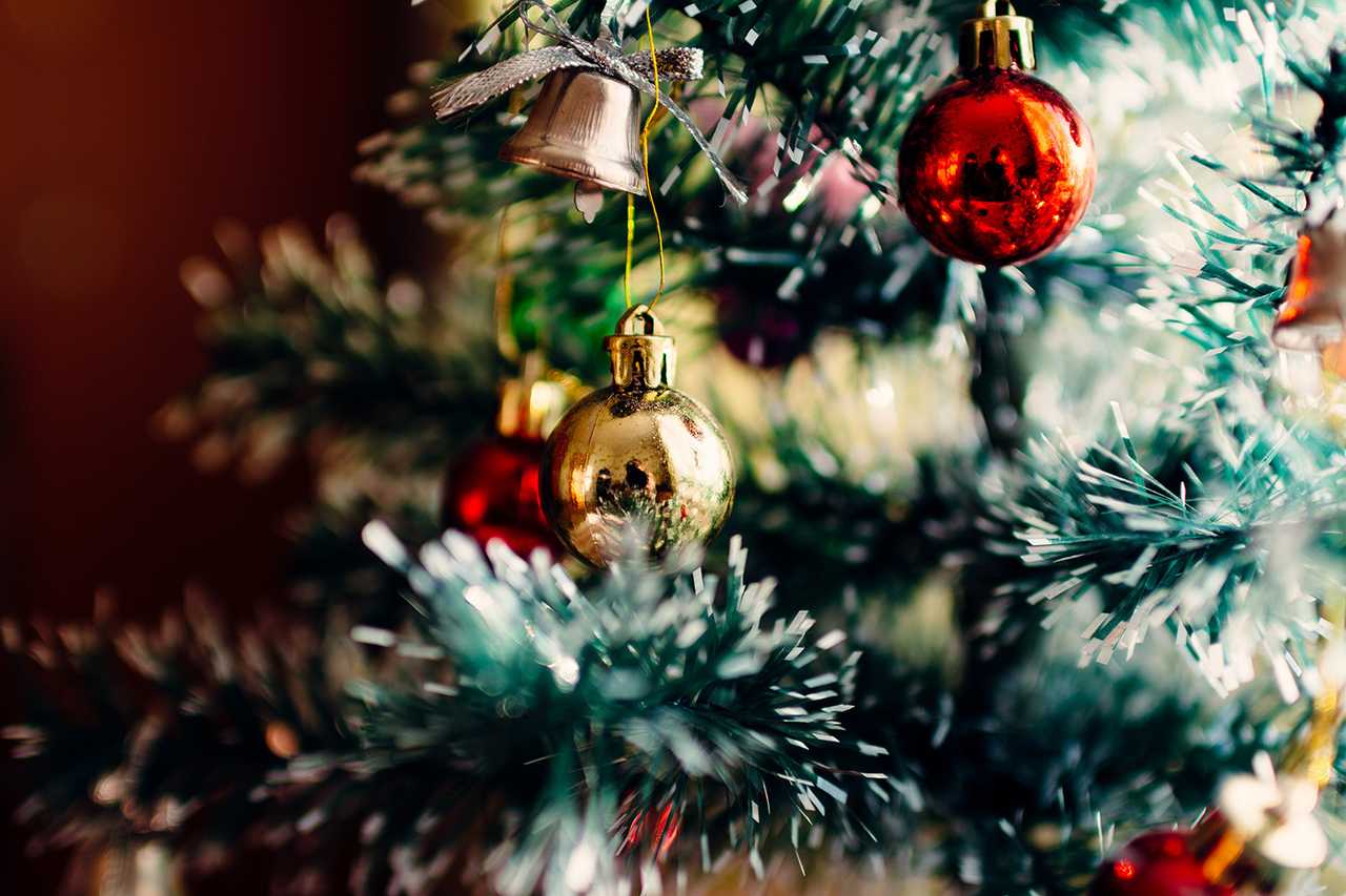 details of garments in a christmas tree