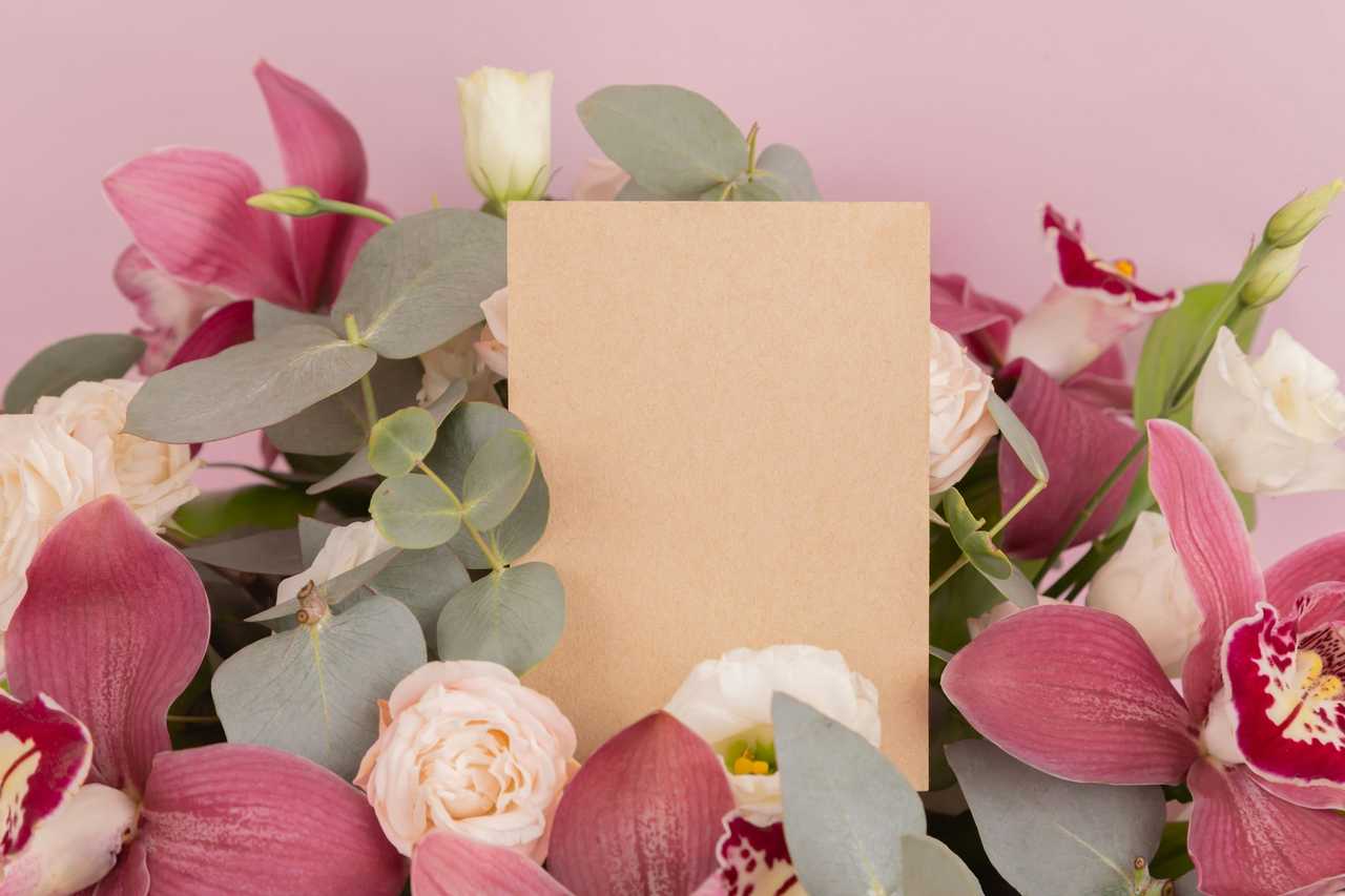 brown greeting card with flowers