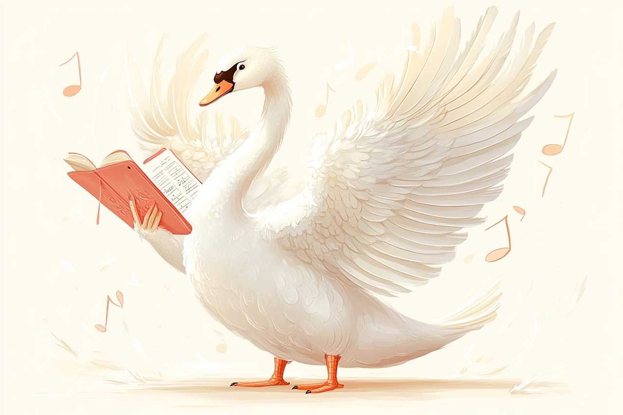 harmonious planner psycho type illustration featuring a swan reading a book