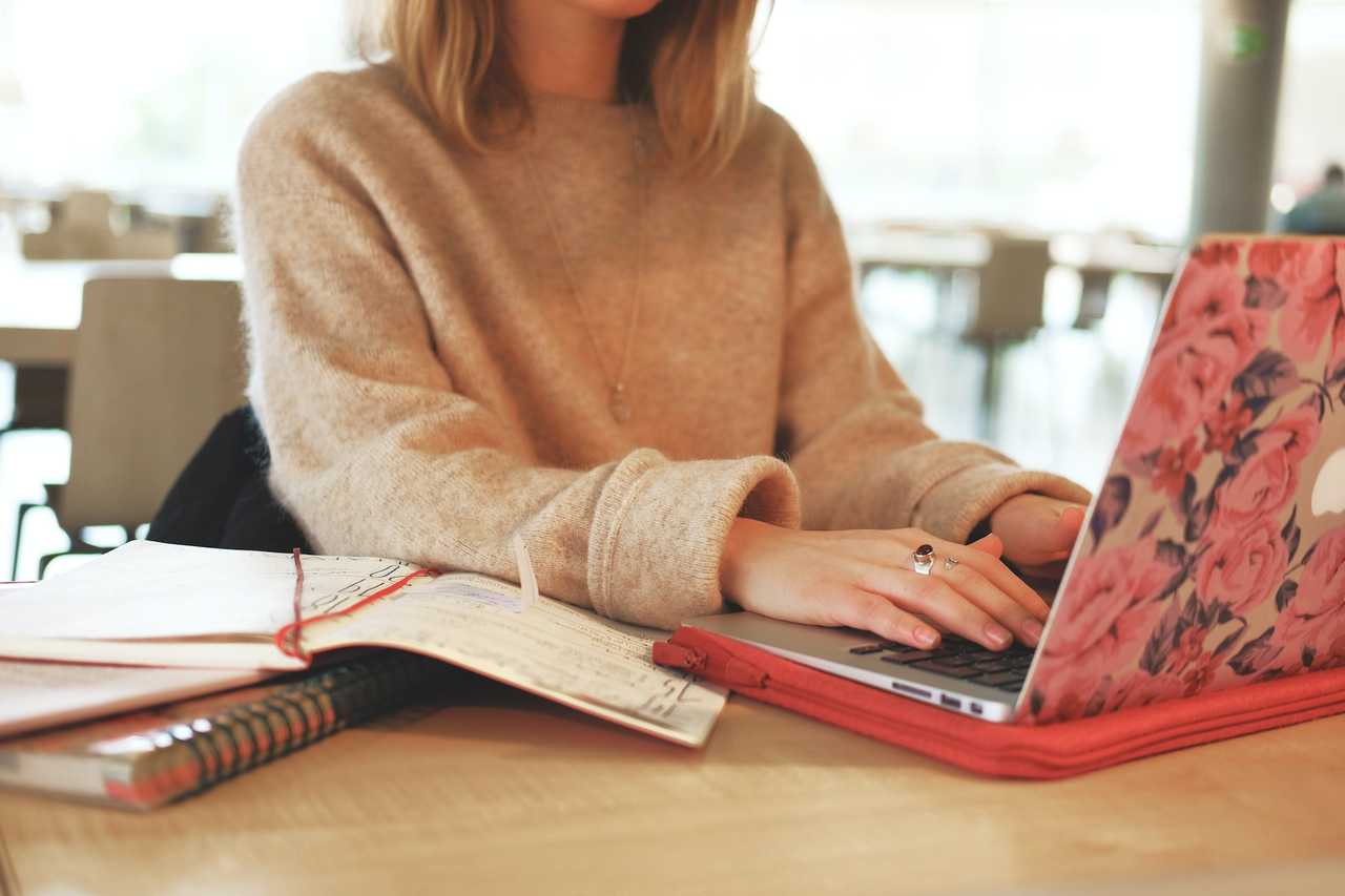 woman in computer reading her good morning messages for wife