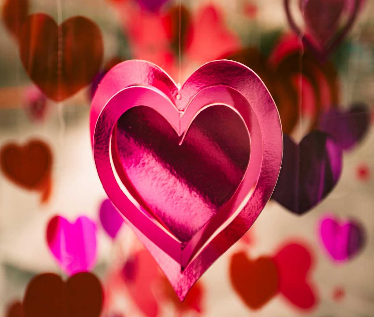 pink heart shaped decorations for a love confession gesture