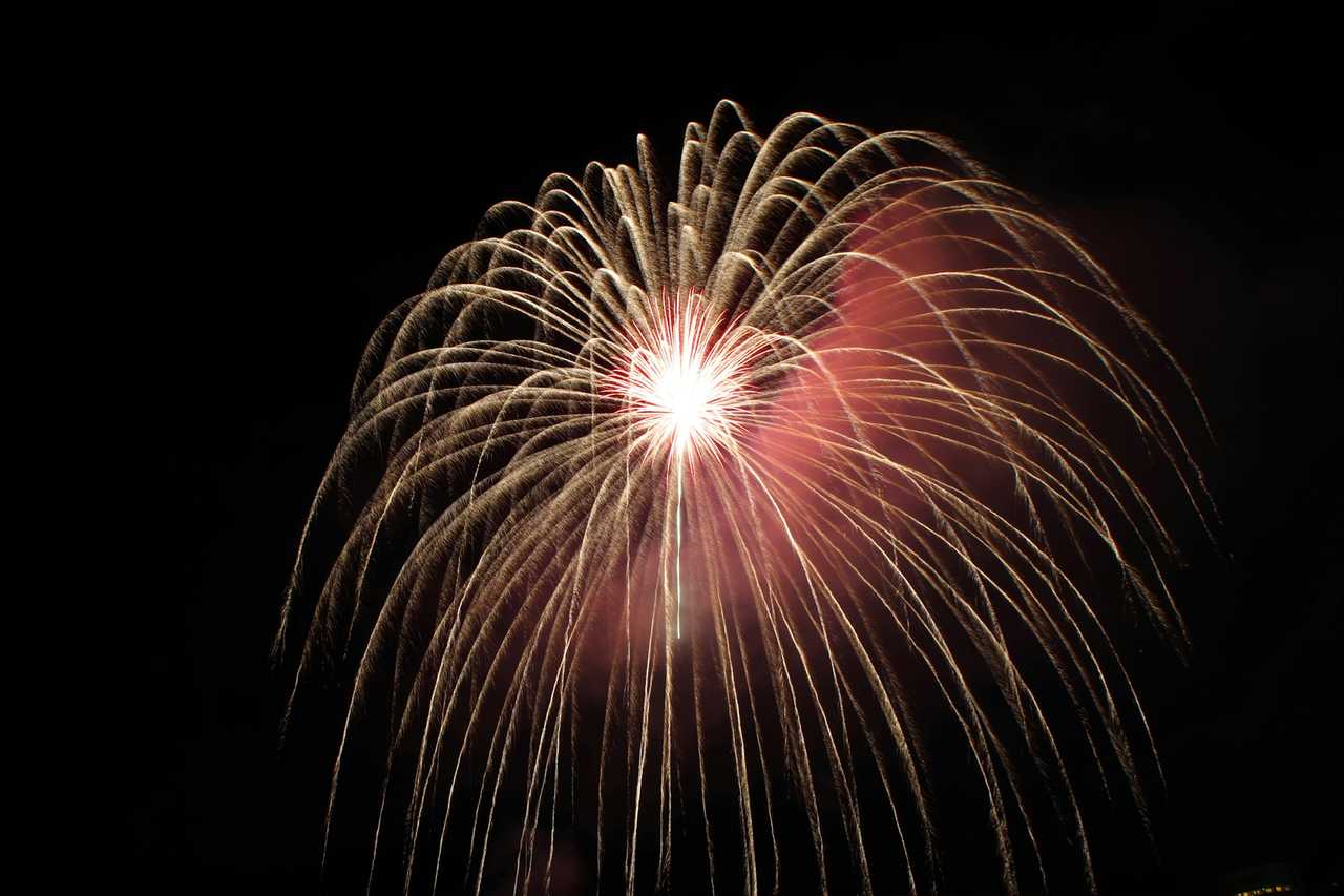giant firework in a dark sky in the new year 