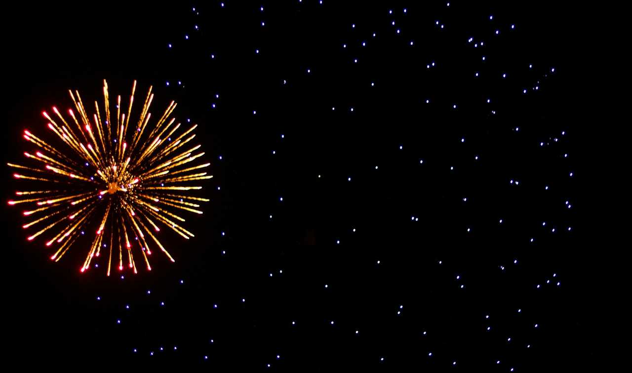 firework in a dark sky on new year
