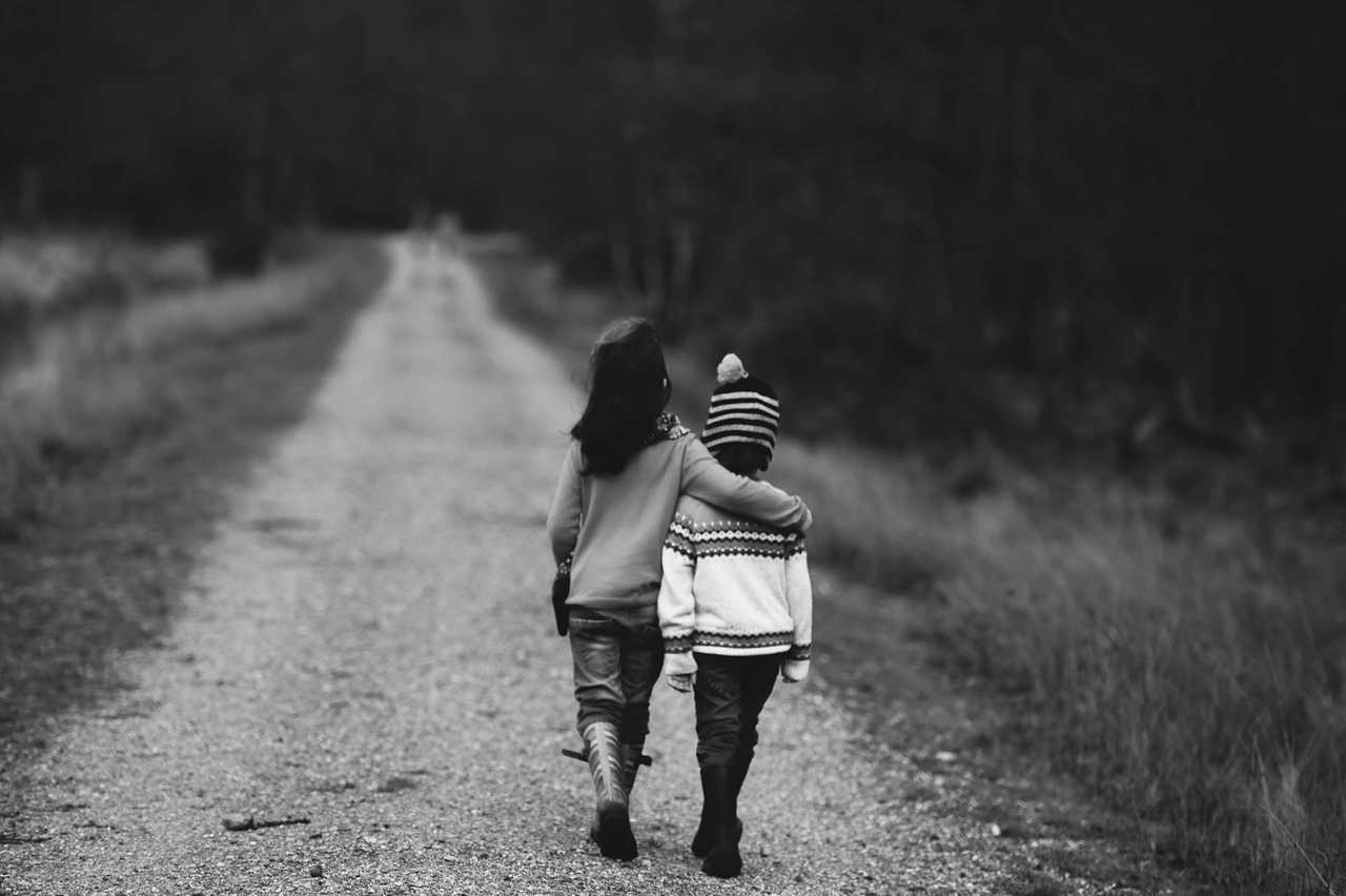 two kids walking in a path for i miss you so much messages