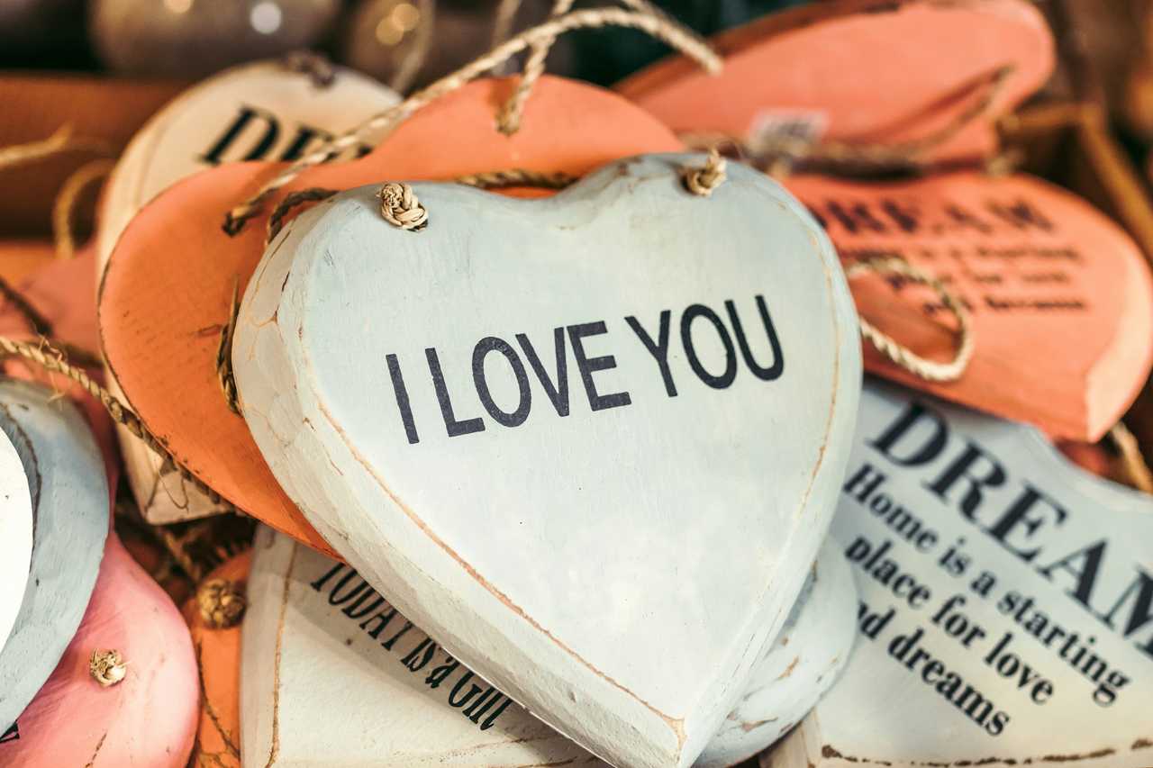 i love you message in a wooden heart